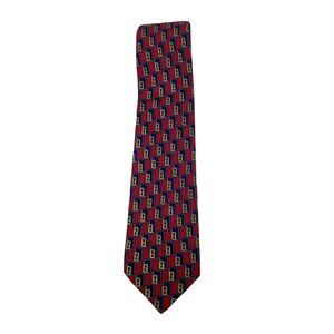 Fendi Men's Silk Geometric Pattern Tie - Red & Blue